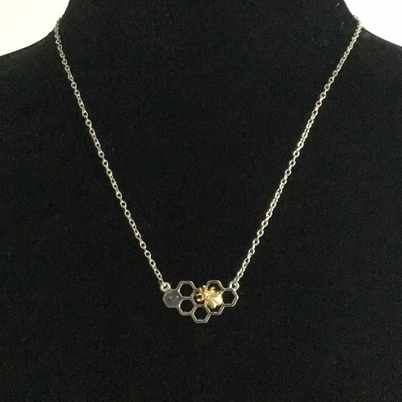 Jewelry - Honey Bee Silver and Gold Honeycomb Necklace